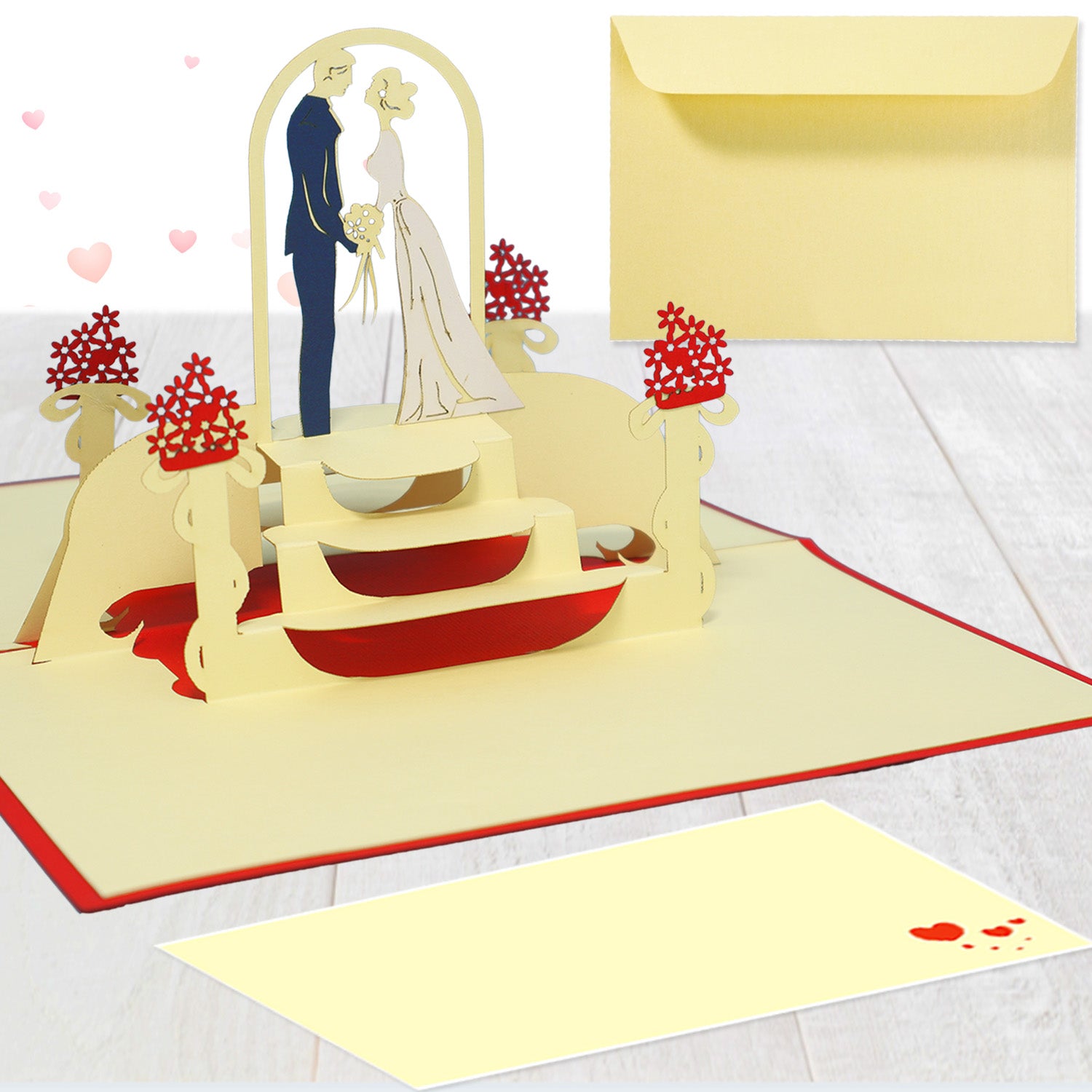 Hochzeitskarte Pop Up 3D - Glückwunschkarte zur Hochzeit, Brautpaar, Altar, N79