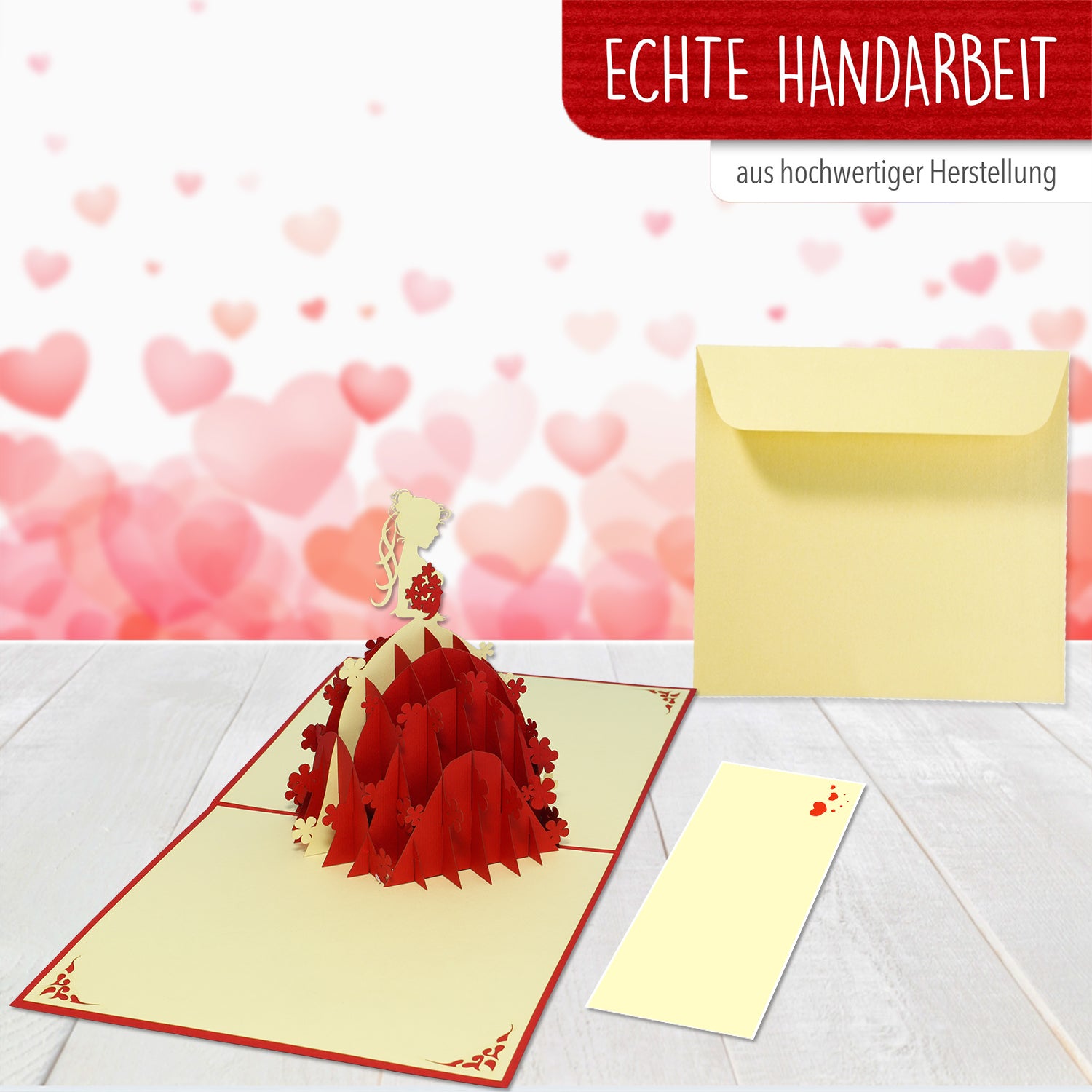 Hochzeitskarte Pop Up 3D - Glückwunschkarte zur Hochzeit, Brautkleid, N225