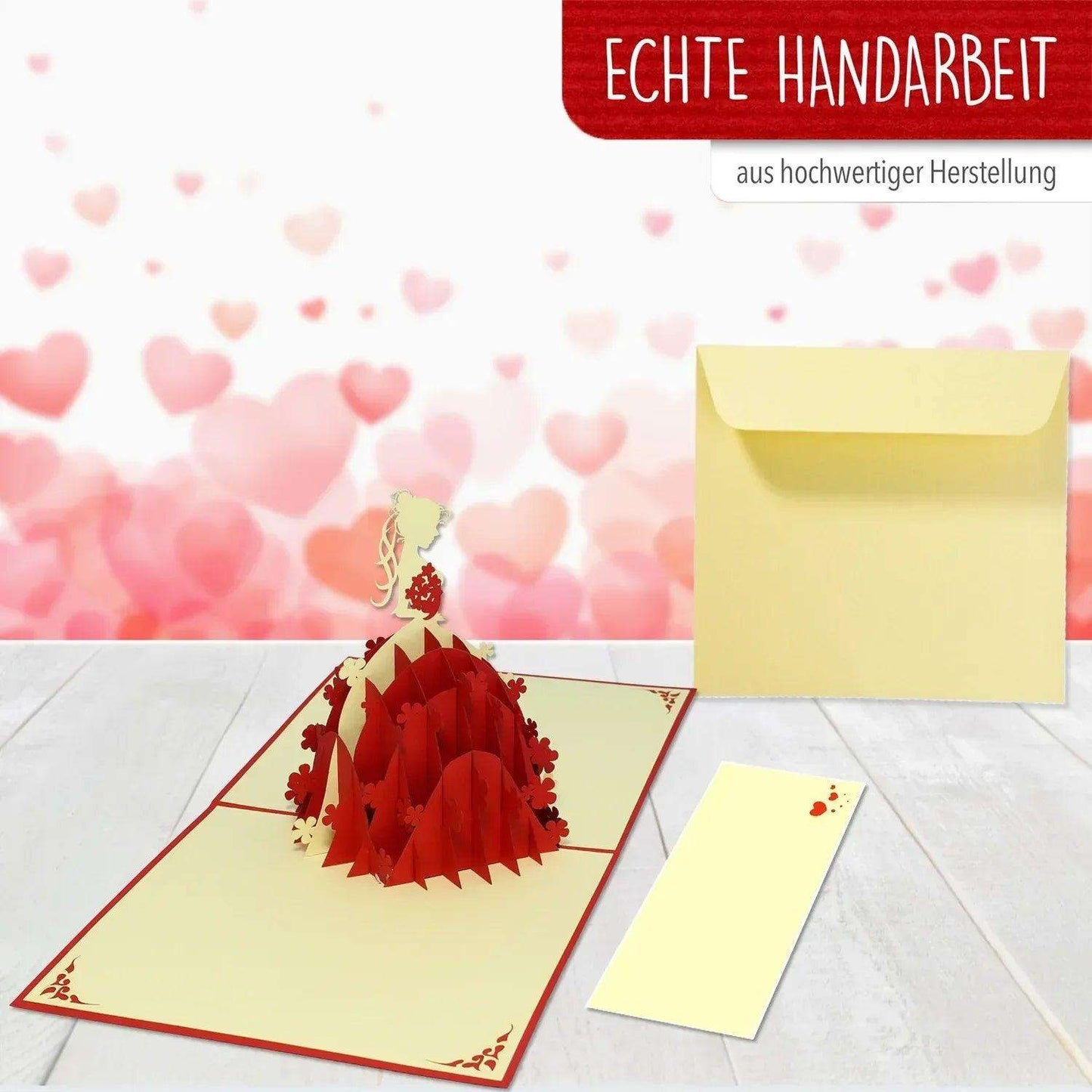 Hochzeitskarte Pop Up 3D - Glückwunschkarte zur Hochzeit, Brautkleid, N225 - LINPopUp