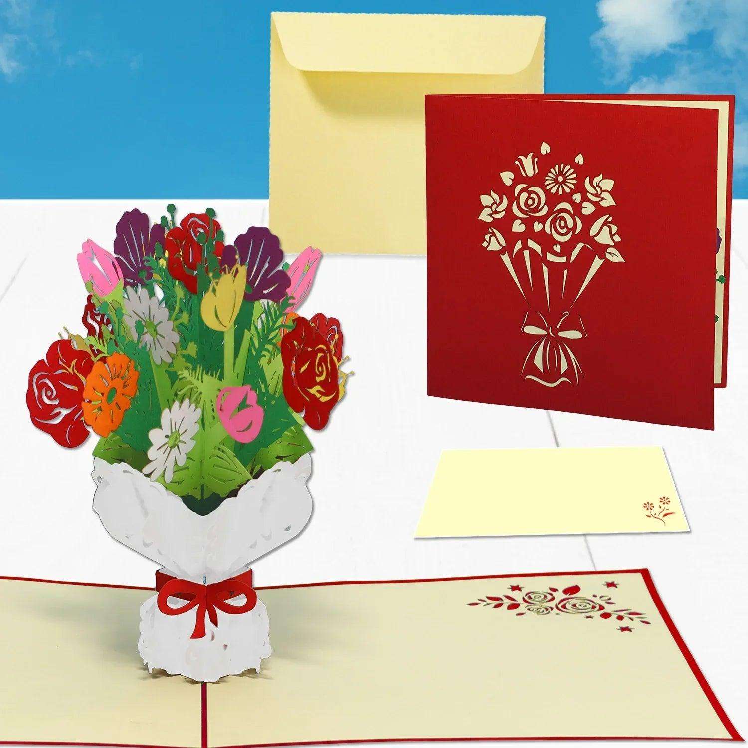 3D Pop-Up Karte Blumenstrauß, Blumenkarte, N508 LINPopUp N508