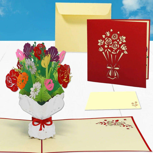 3D Pop-Up Karte Blumenstrauß, Blumenkarte, N508 - LINPopUp