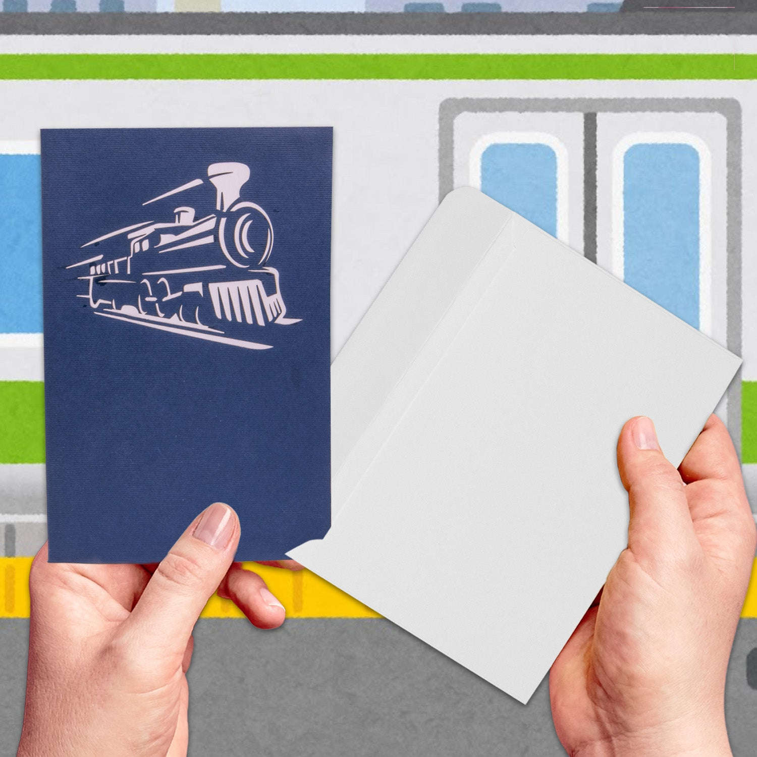 Pop Up Karte 3D Lokomotive Eisenbahn – Geburtstagskarte & Geschenkidee für Eisenbahn-Fans | LINPopUp LINPopUp 17182-N152
