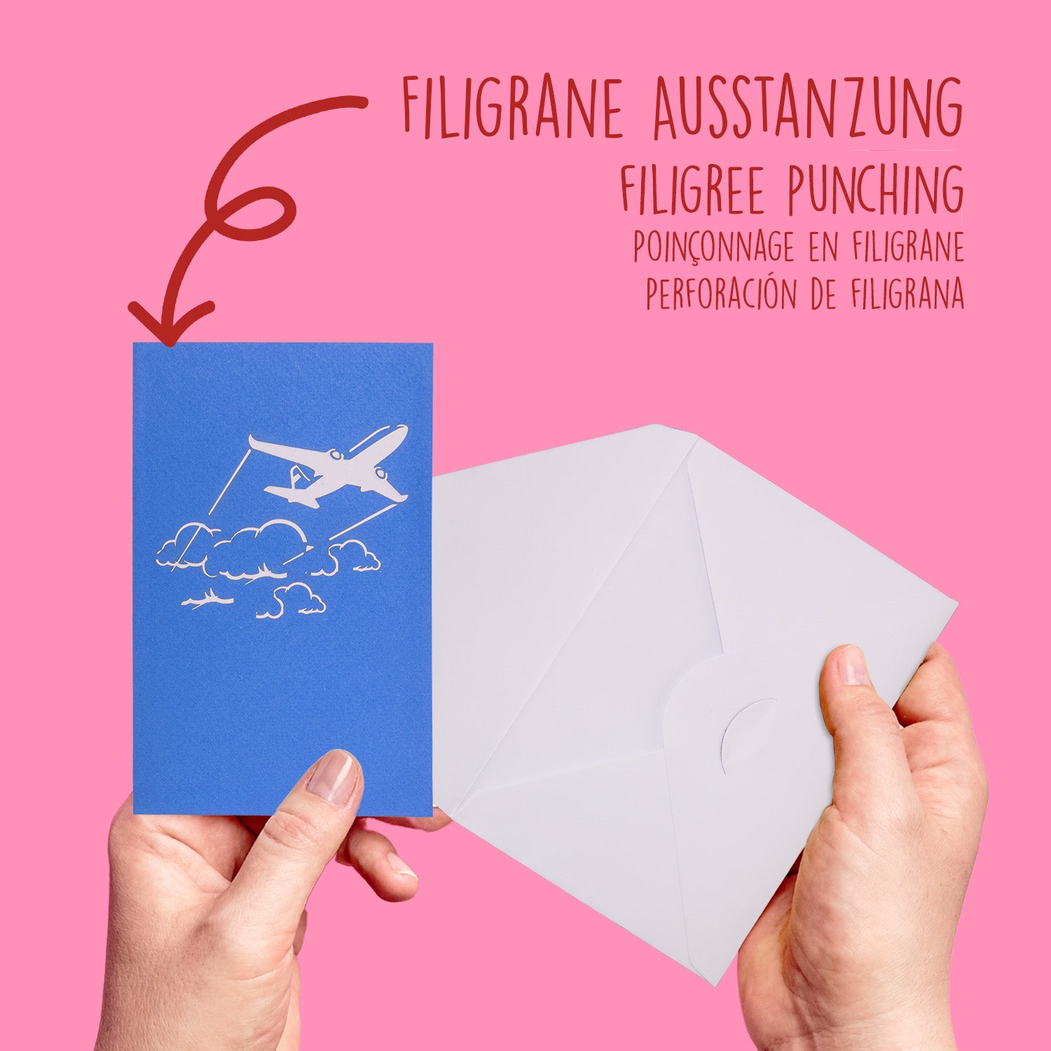 3D Pop-Up Karte Flugzeug & Luftballons, N163