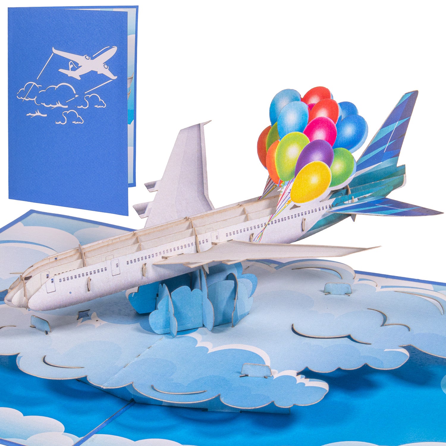 3D Pop-Up Karte Flugzeug & Luftballons, N163