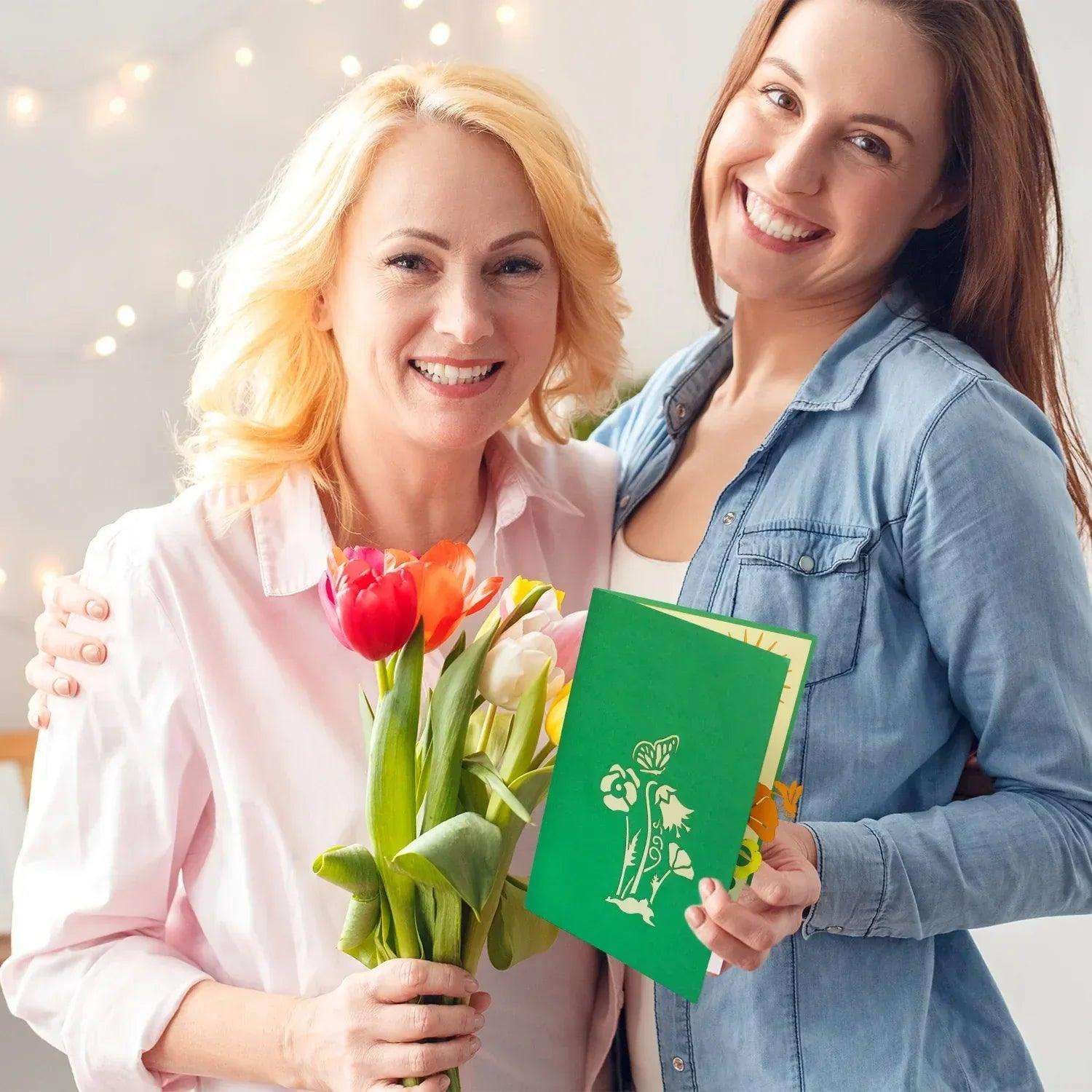 Pop Up Karte 3D Blumen Schmetterling Biene – Grußkarte Geburtstag & Muttertag LINPopUp 17613-N356