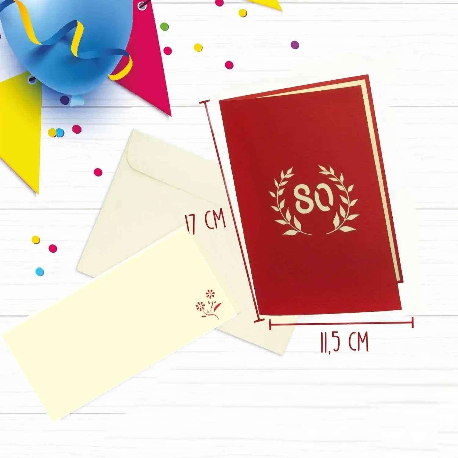 Pop-Up-Karte zum Geburtstag – Zahl 80, Geburtstagseinladung & Jubiläum, N67