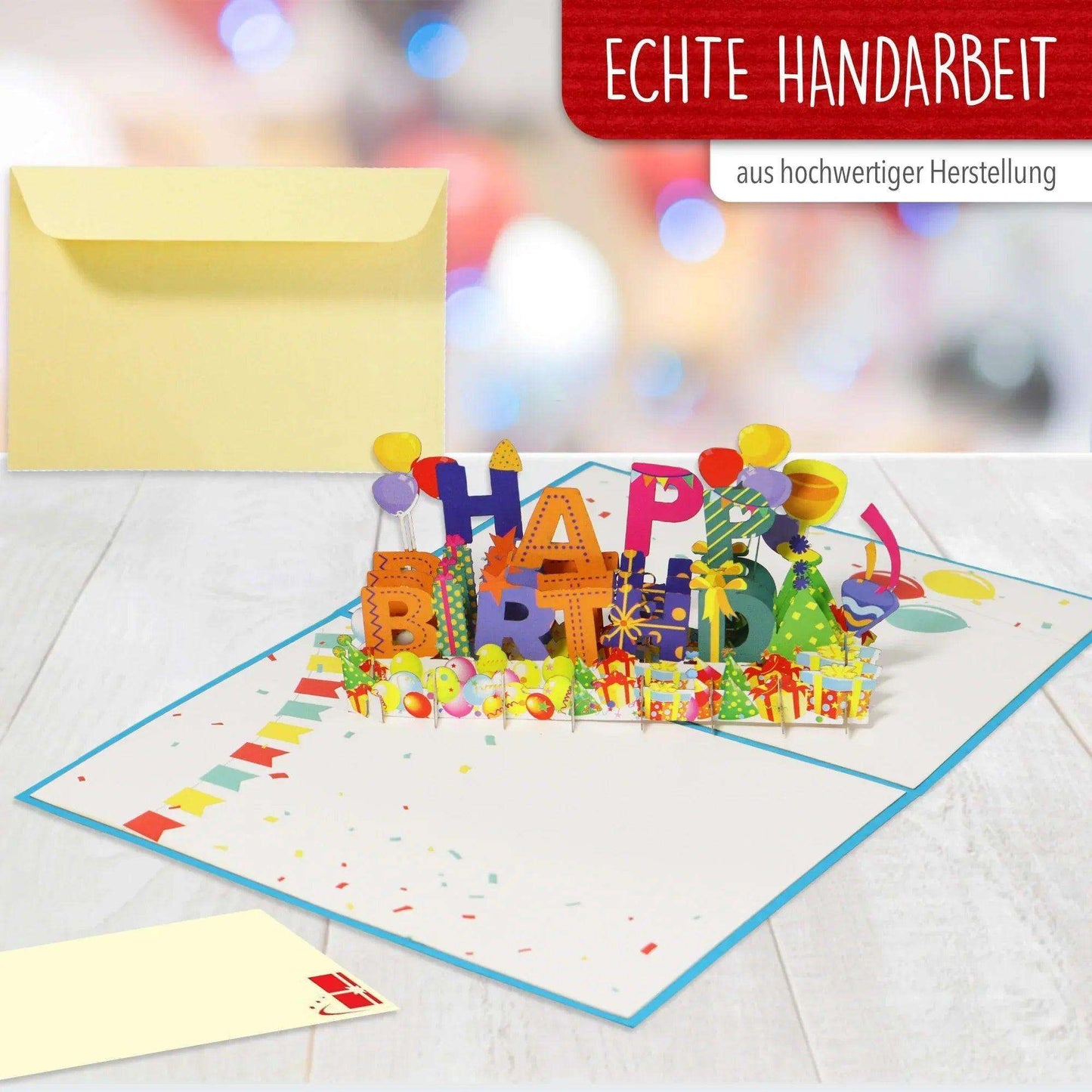 Pop-Up Geburtstagskarte, Happy Birthday - Luftballons & Konfetti, LINPopUp - LINPopUp