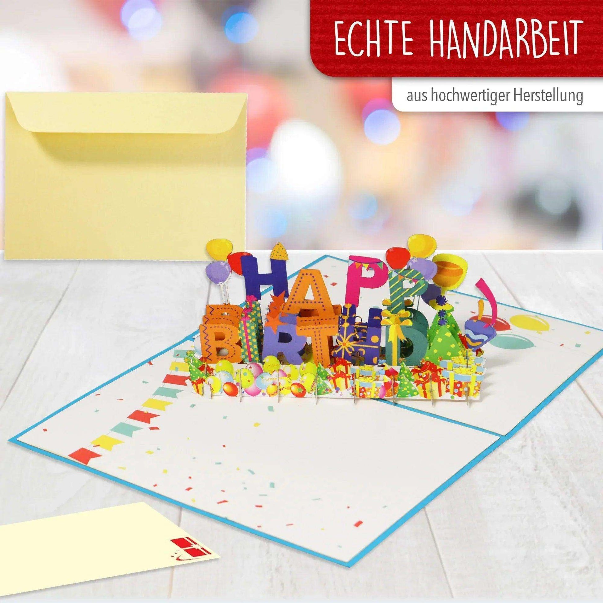 Pop-Up Geburtstagskarte, Happy Birthday - Luftballons & Konfetti, LINPopUp - LINPopUp