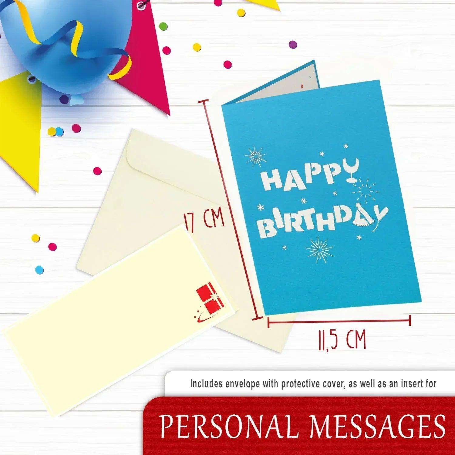 Pop-Up Geburtstagskarte, Happy Birthday - Luftballons & Konfetti, LINPopUp - LINPopUp