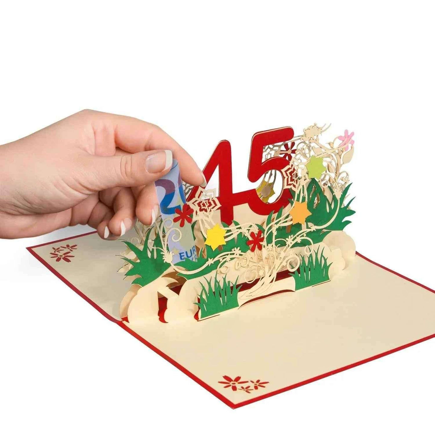 Pop-Up-Karte zum Geburtstag – Zahl 45, Geburtstagseinladung & Jubiläum, N326