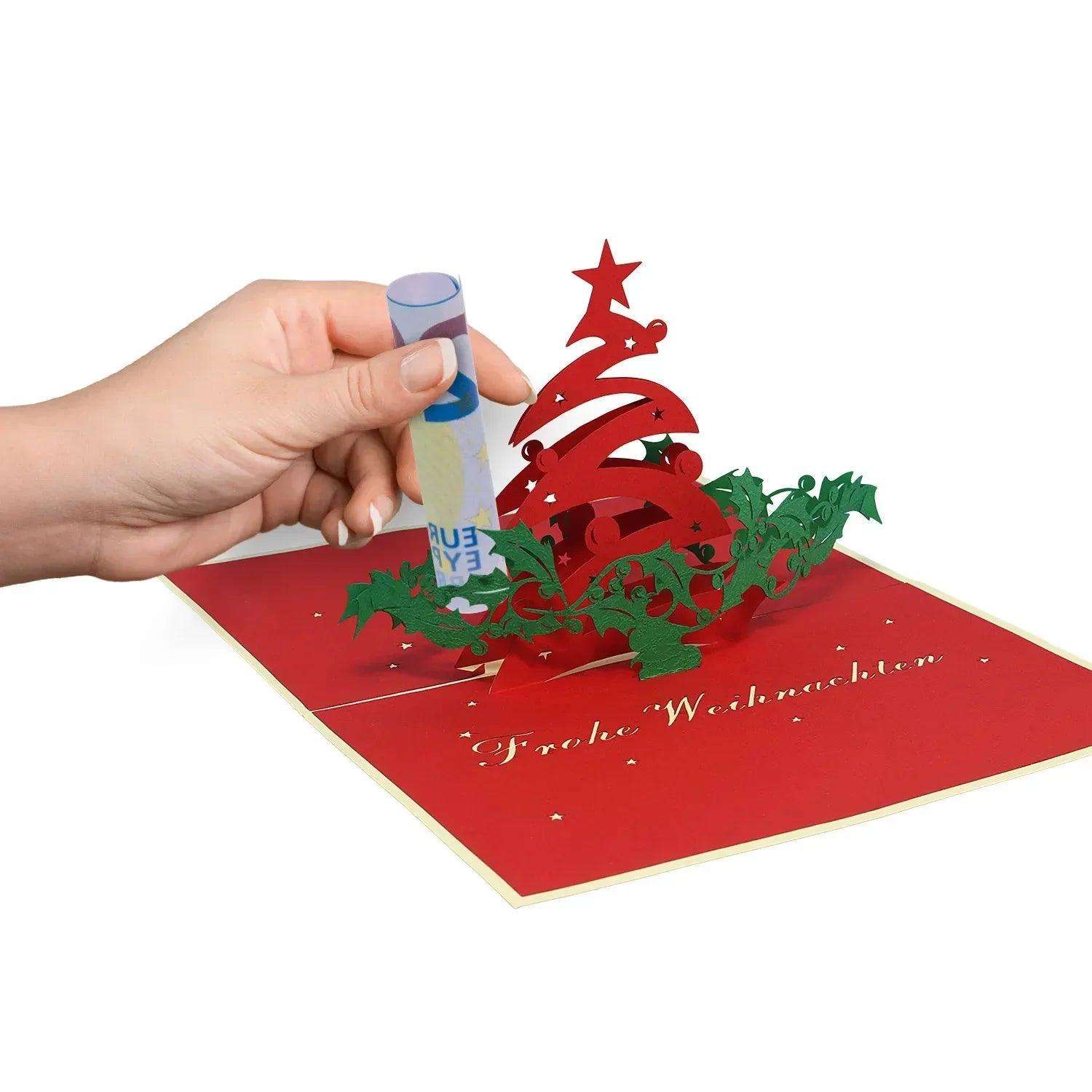 Pop Up Weihnachtskarte 3D - Weihnachtsbaum & Misteln, N401 - LINPopUp