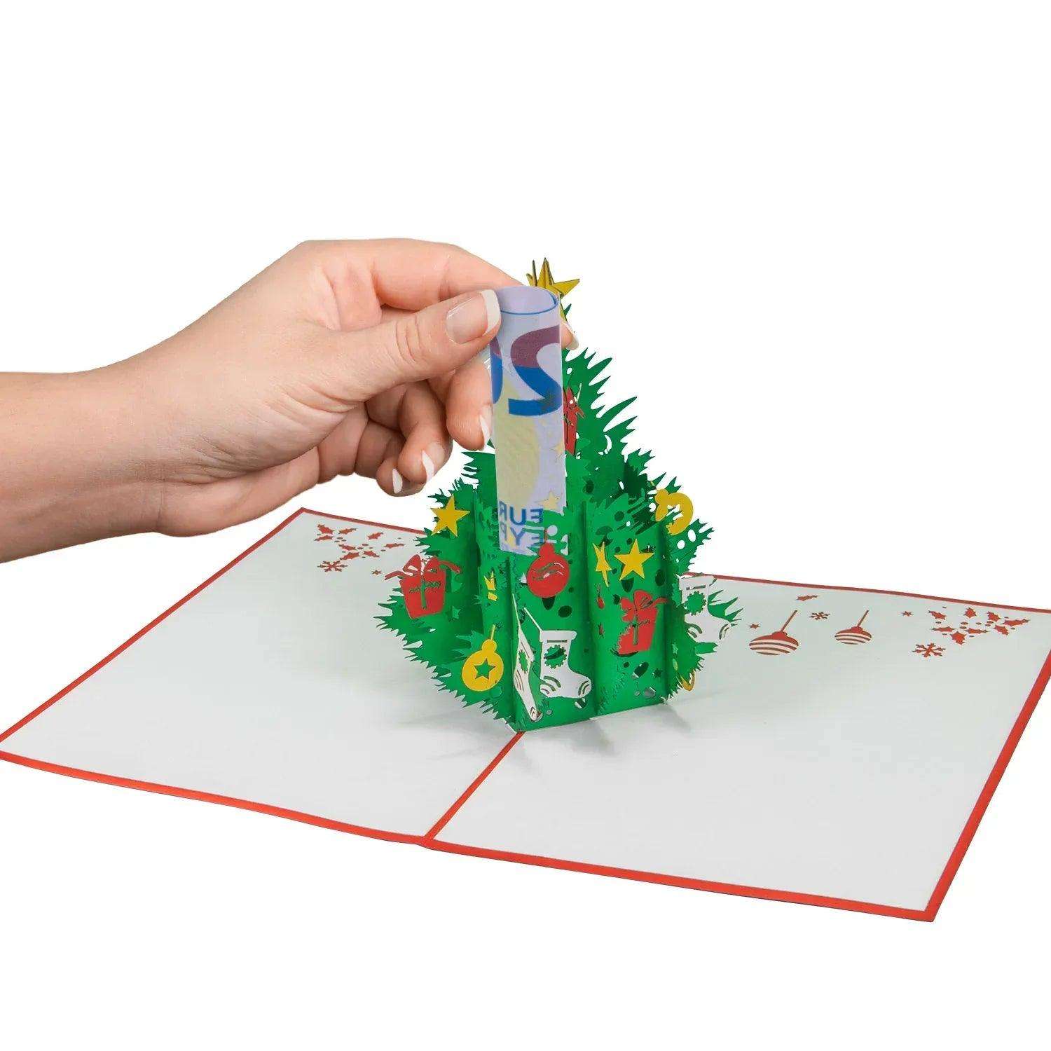Pop Up Weihnachtskarte 3D - Klassischer Weihnachtsbaum, Tannenbaum, N459 - LINPopUp