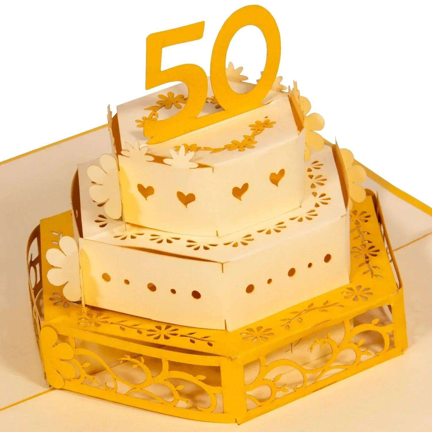 50. Hochzeitstag, Goldhochzeit Karte 3D Pop-Up - Goldene Hochzeitskarte, N212 - LINPopUp