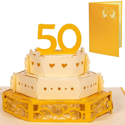50. Hochzeitstag, Goldhochzeit Karte 3D Pop-Up - Goldene Hochzeitskarte, N212 - LINPopUp