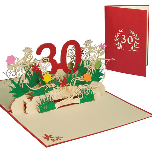 Pop-Up-Karte zum Geburtstag – Zahl 30, Geburtstagseinladung & Jubiläum, N301