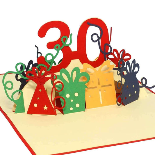 Pop-Up-Karte zum Geburtstag – Zahl 30, Geburtstagseinladung & Jubiläum, N241