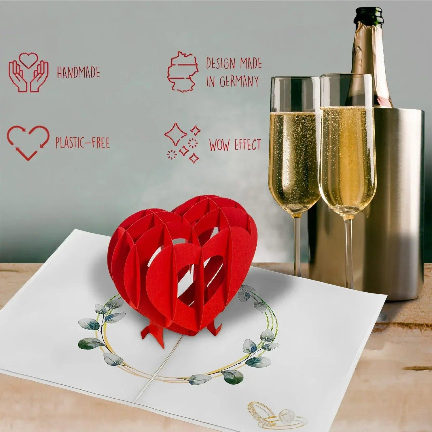 Pop - Up Hochzeitskarte mit Geldfach - Hochzeit, N94 - LINPopUp