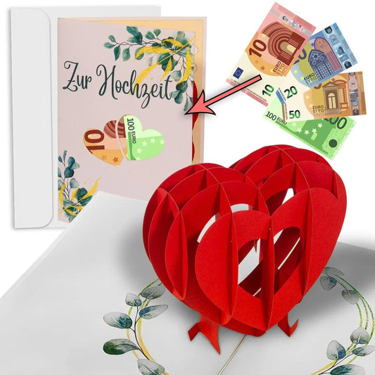 Pop - Up Hochzeitskarte mit Geldfach - Hochzeit, N94 - LINPopUp
