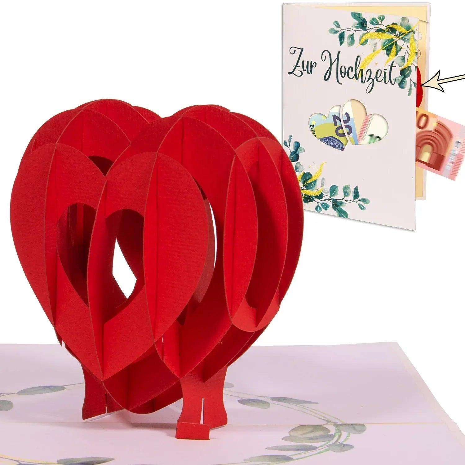 Pop - Up Hochzeitskarte mit Geldfach - Hochzeit, N94 - LINPopUp