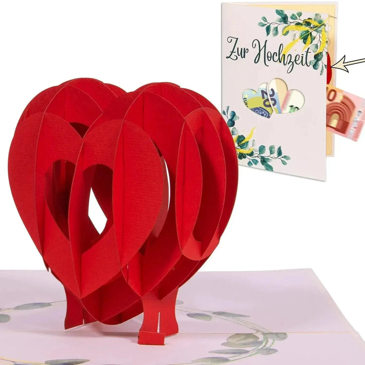 Pop - Up Hochzeitskarte mit Geldfach - Hochzeit, N94 - LINPopUp