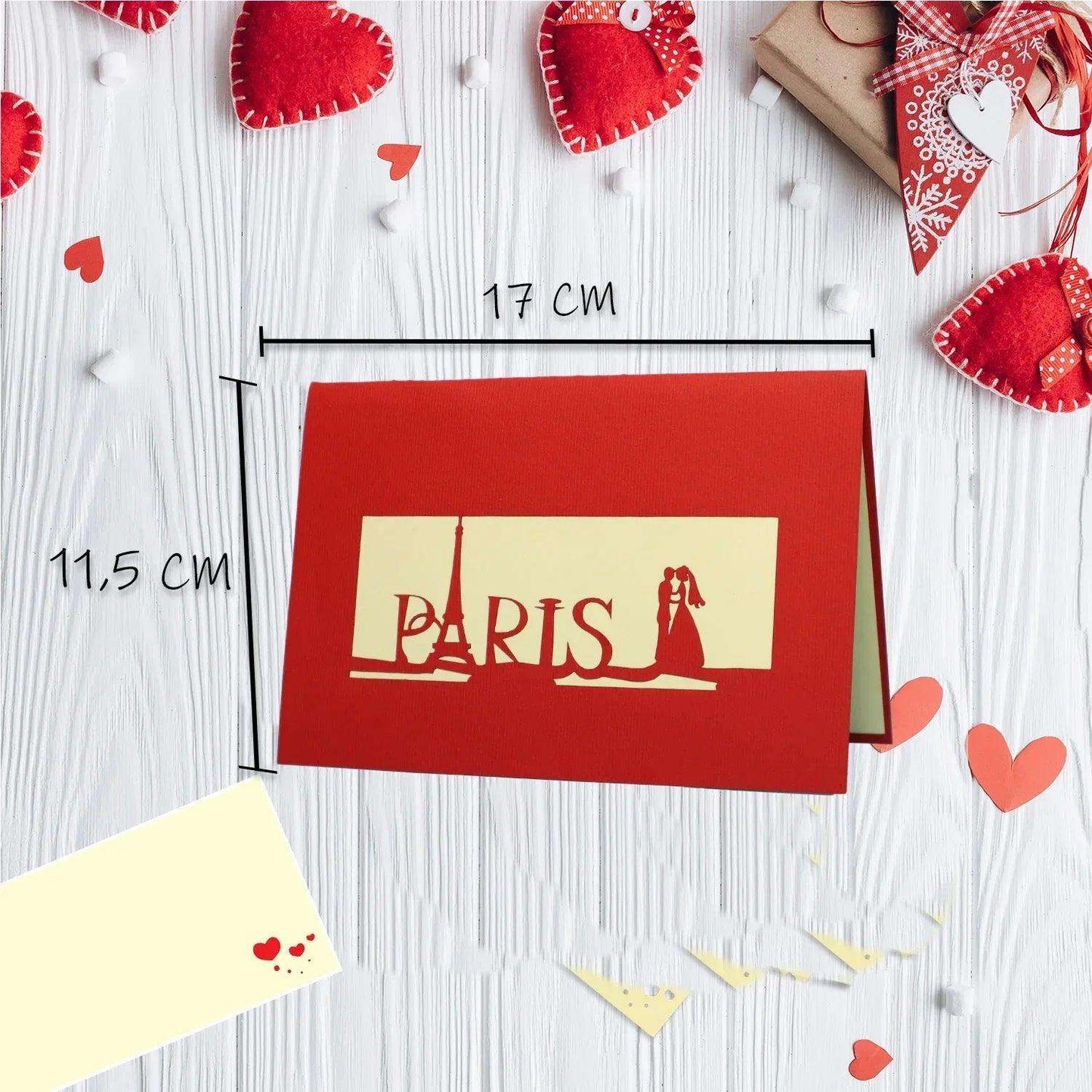 Hochzeitskarte Pop Up 3D - Glückwunschkarte zur Hochzeit, Brautpaar, Paris, N80 - LINPopUp