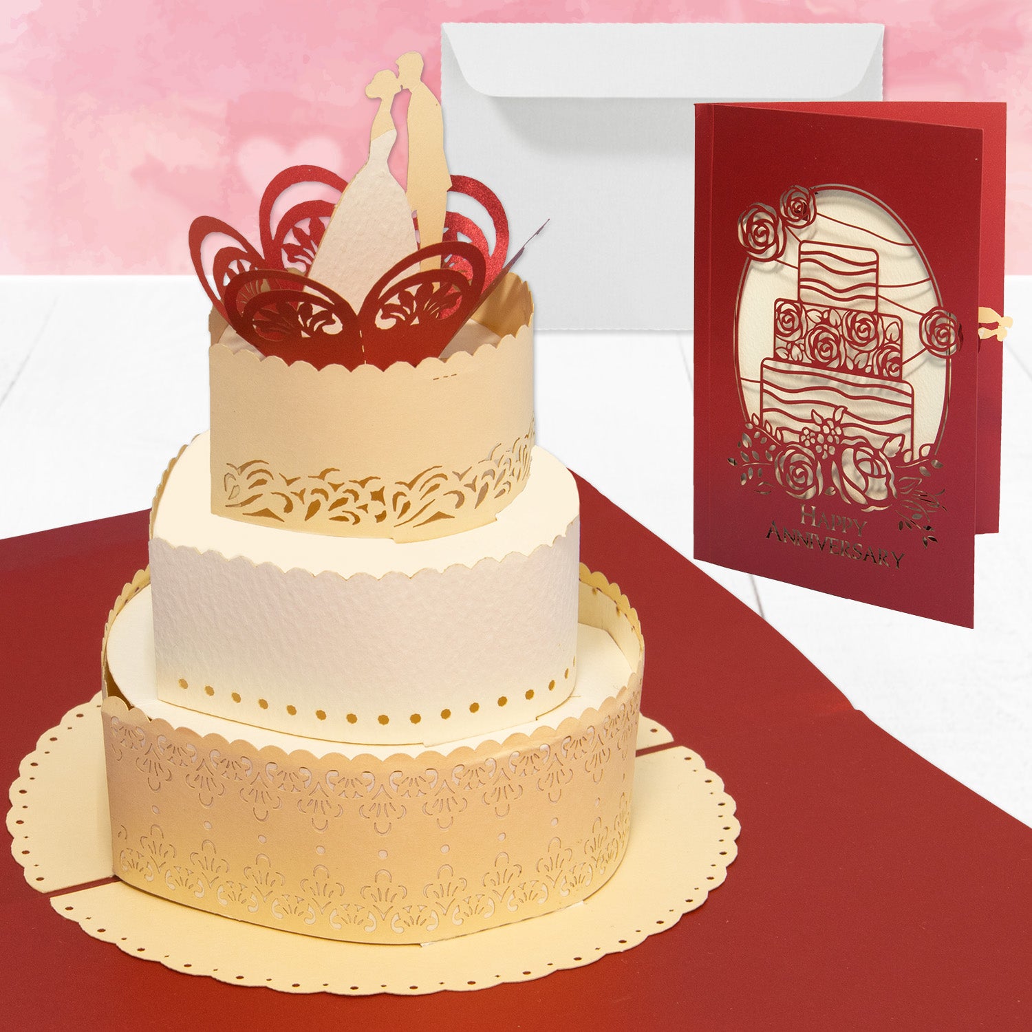 Hochzeitskarte Pop Up 3D - Glückwunschkarte zur Hochzeit, Hochzeitstorte, N713