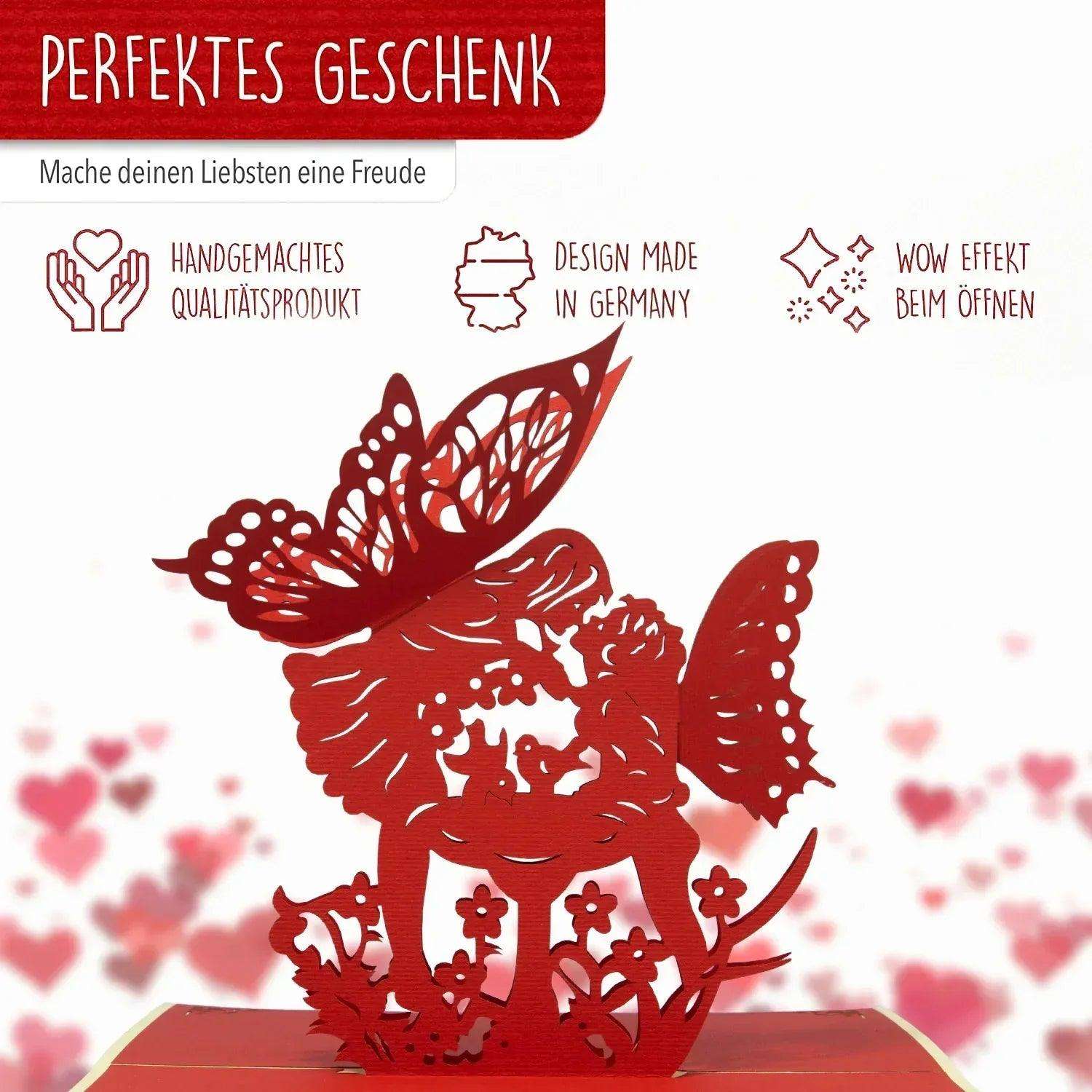 Hochzeitskarte Pop Up 3D - Glückwunschkarte zur Hochzeit, Küssende Elfen, N69 - LINPopUp