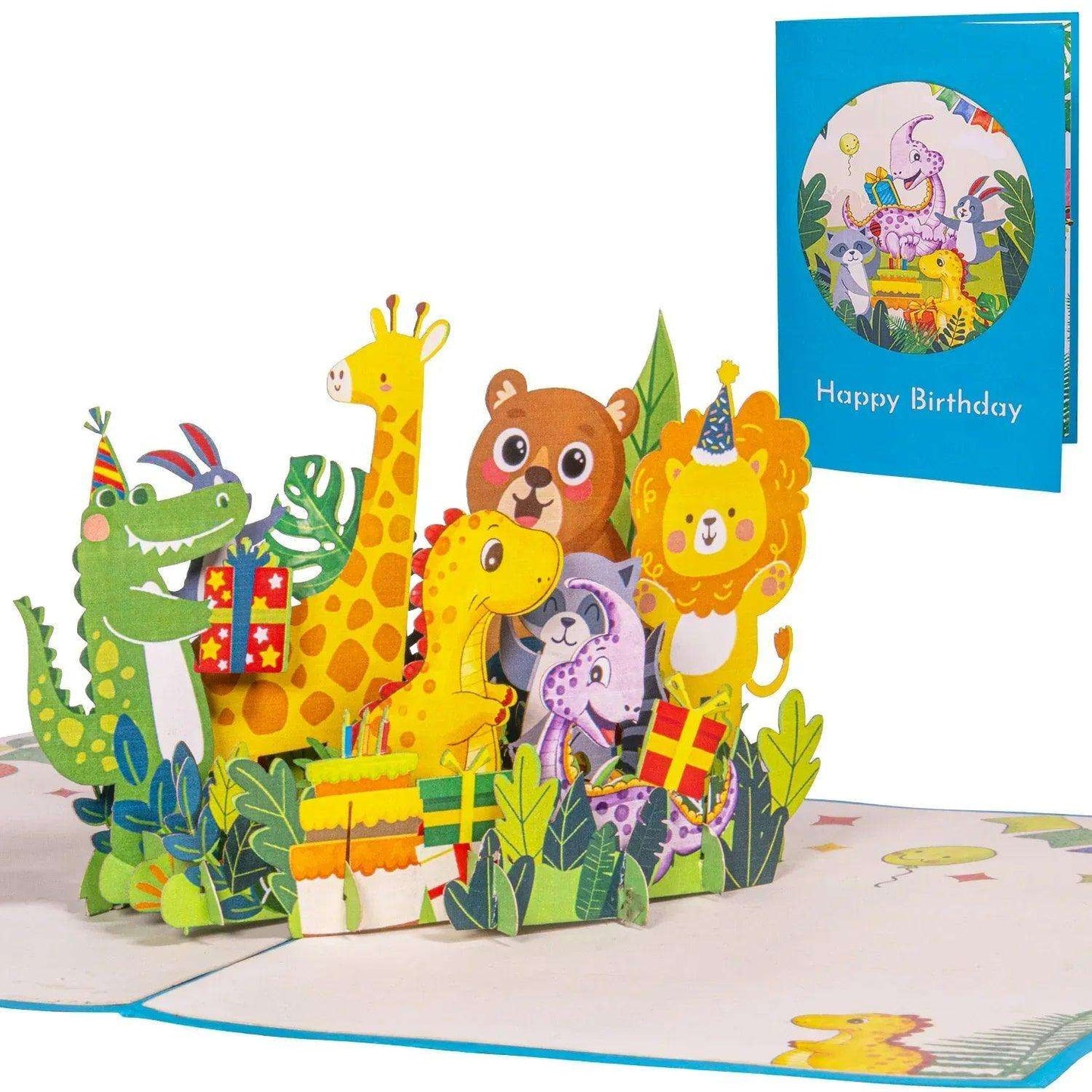 Pop-Up Geburtstagskarte für Kinder - Kindergeburtstag 3D mit Tiere, LINPopUp - LINPopUp