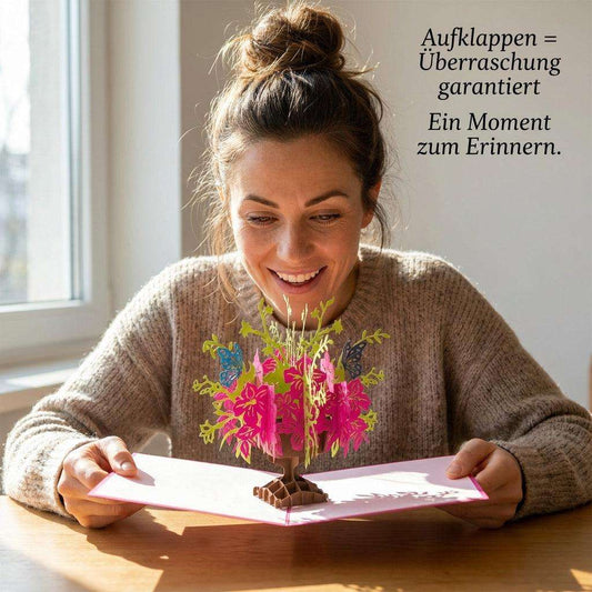3D Pop-Up Karte Blumenkarte, Kirschblüte, N379 - LINPopUp