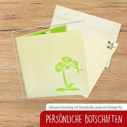 Pop Up Karte 3D Orchidee Weißgrün – Grußkarte Muttertag & Geburtstag - LINPopUp