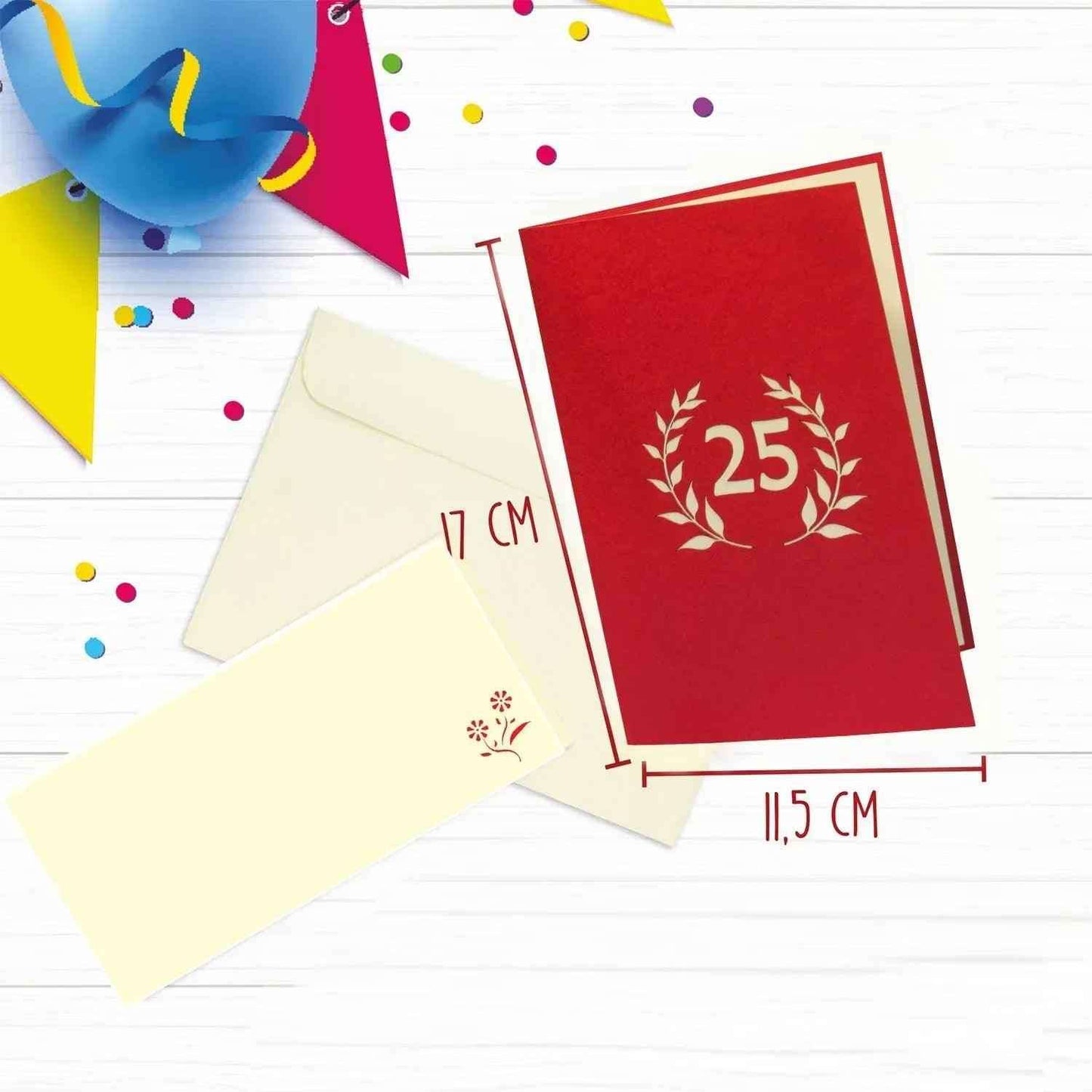 Pop-Up-Karte zum Geburtstag – Zahl 25, Geburtstagseinladung & Jubiläum, N300