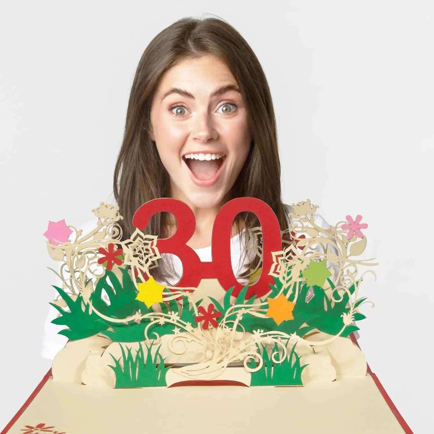 Pop-Up-Karte zum Geburtstag – Zahl 30, Geburtstagseinladung & Jubiläum, N301