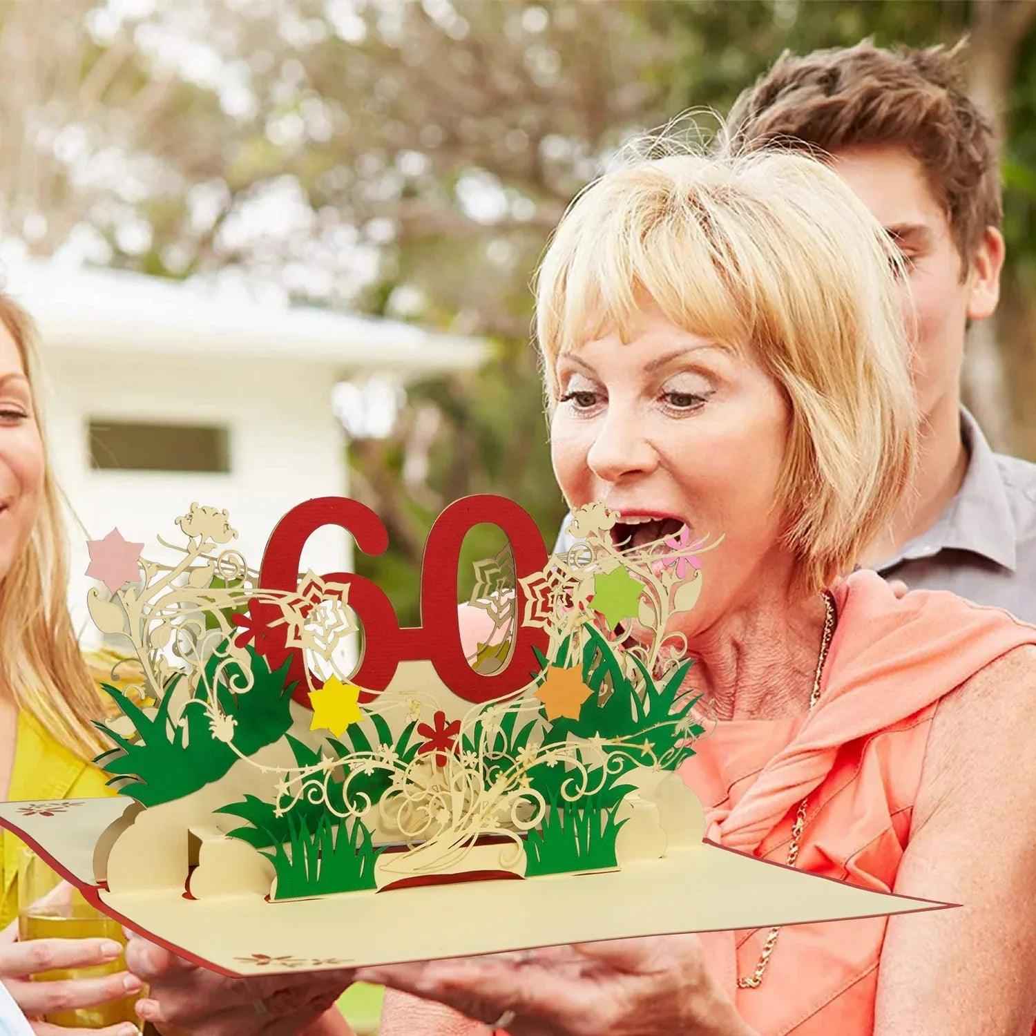 Pop-Up-Karte zum Geburtstag – Zahl 60, Geburtstagseinladung & Jubiläum, N63