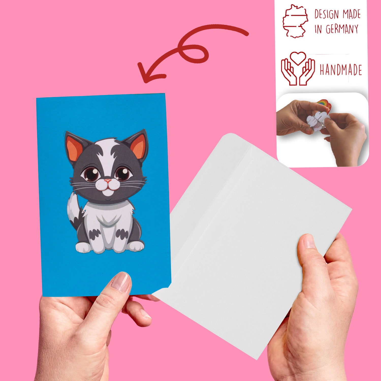 Pop-Up 3D Geburtstagskarte für Kinder - Kindergeburtstag Karte- 3D Katze, N291