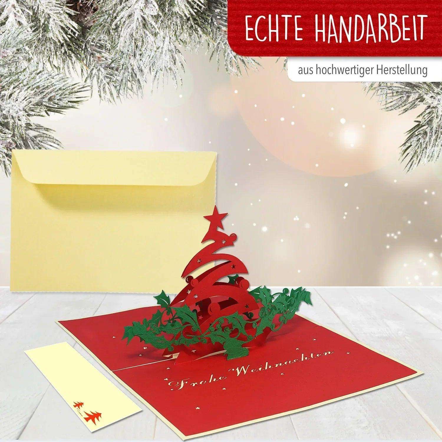Pop Up Weihnachtskarte 3D - Weihnachtsbaum & Misteln, N401 - LINPopUp