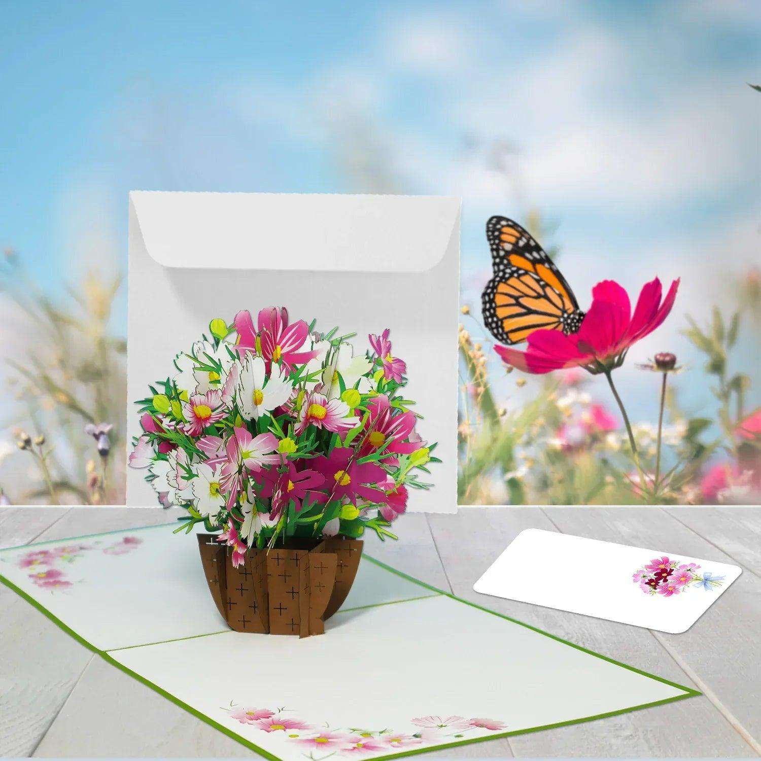 3D Pop-Up Karte Blumenkarte, Blumenstrauß, N503 - LINPopUp