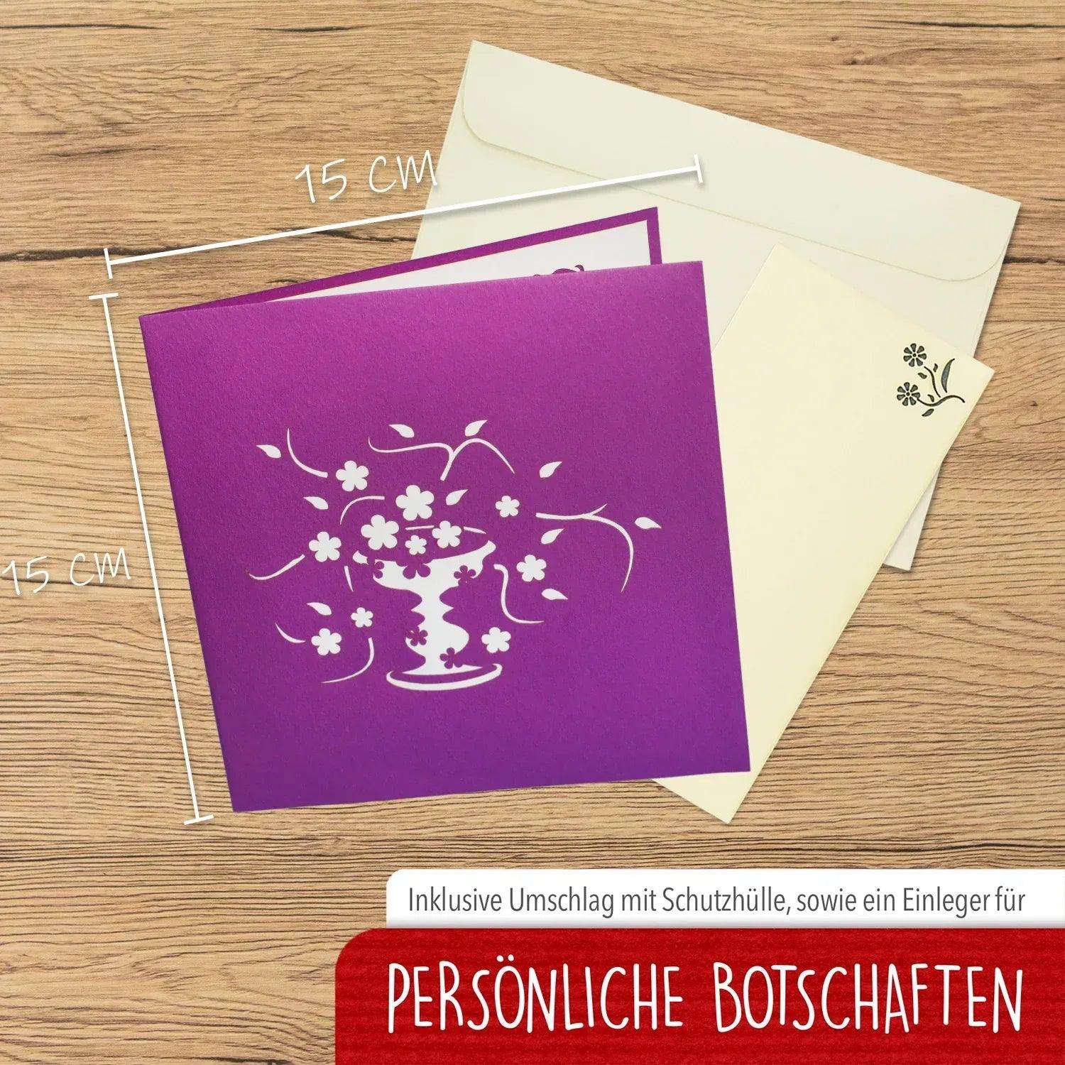 Pop Up Karte 3D Lila Blumen – Grußkarte Muttertag & Geburtstag LINPopUp 17349-N229