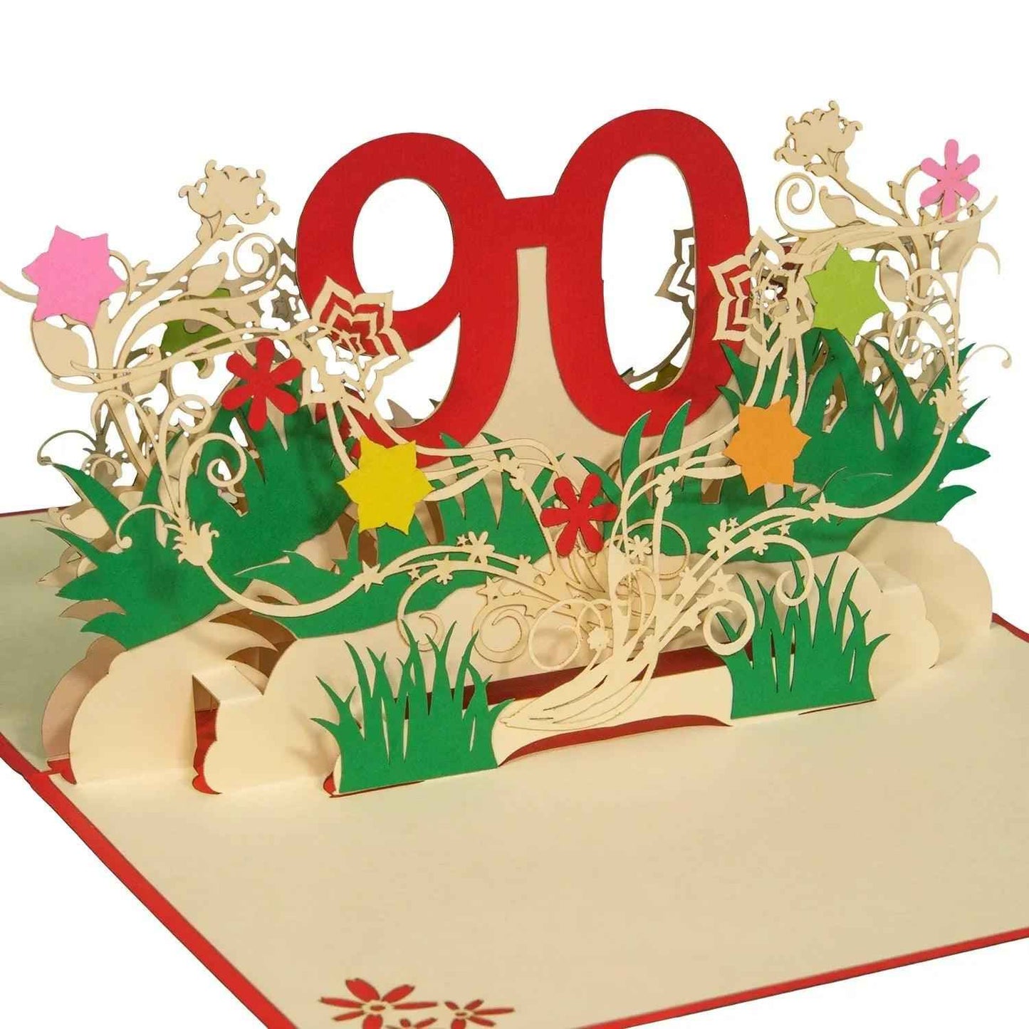 Pop-Up-Karte zum Geburtstag – Zahl 90, Geburtstagseinladung & Jubiläum, N328