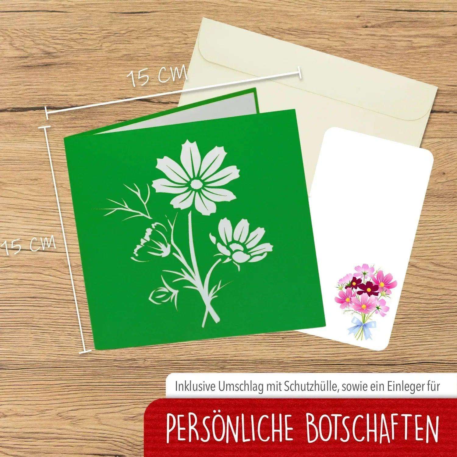 3D Pop-Up Karte Blumenkarte, Blumenstrauß, N503 - LINPopUp