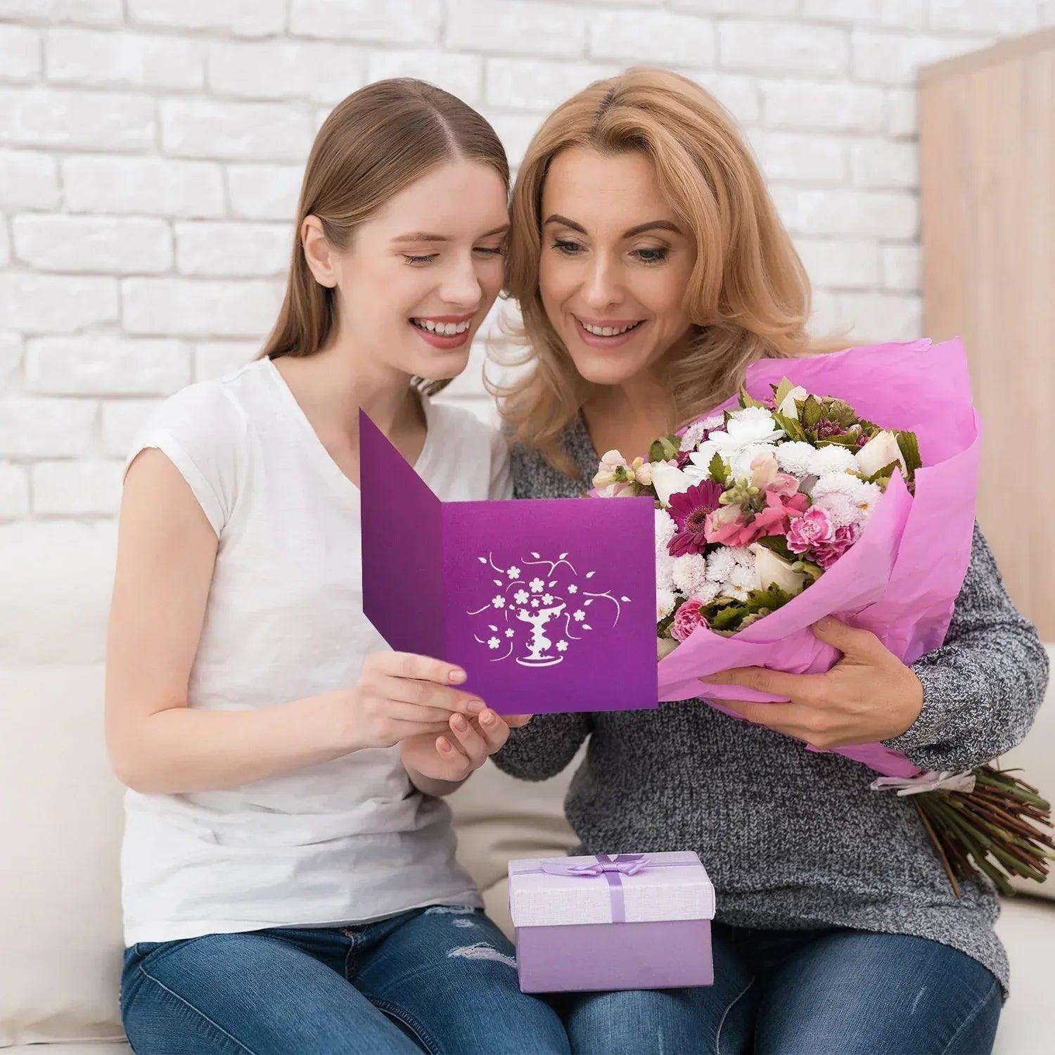 Pop Up Karte 3D Lila Blumen – Grußkarte Muttertag & Geburtstag LINPopUp 17349-N229