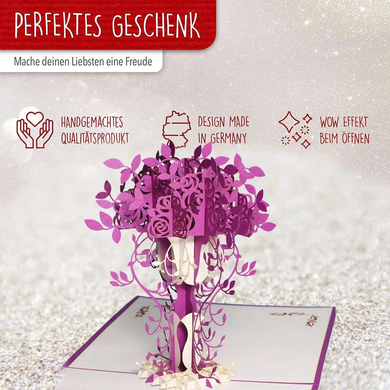 Pop Up Karte 3D Lila Blumen – Grußkarte Muttertag & Geburtstag LINPopUp 17349-N229