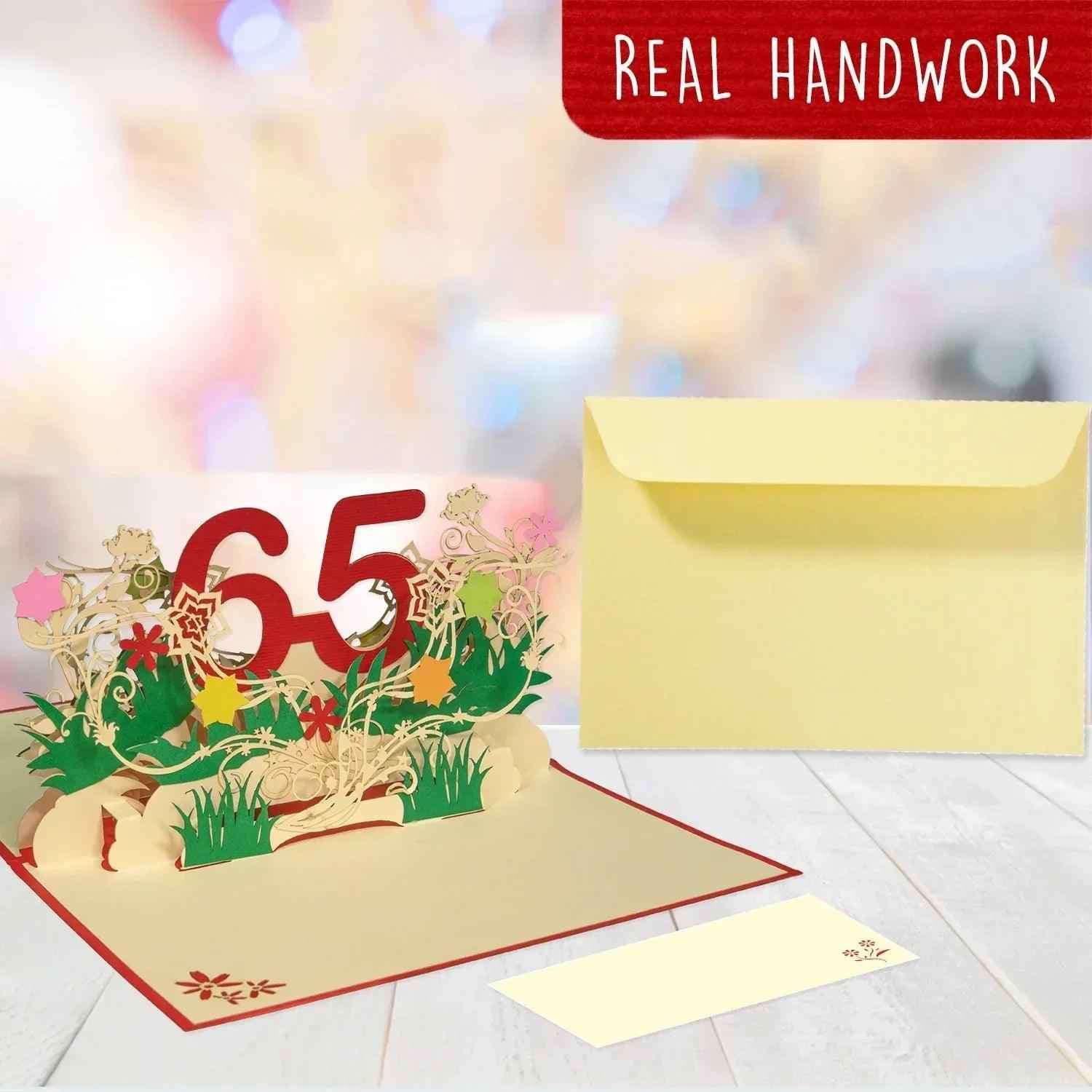 Pop-Up-Karte zum Geburtstag – Zahl 65, Geburtstagseinladung & Jubiläum, N324