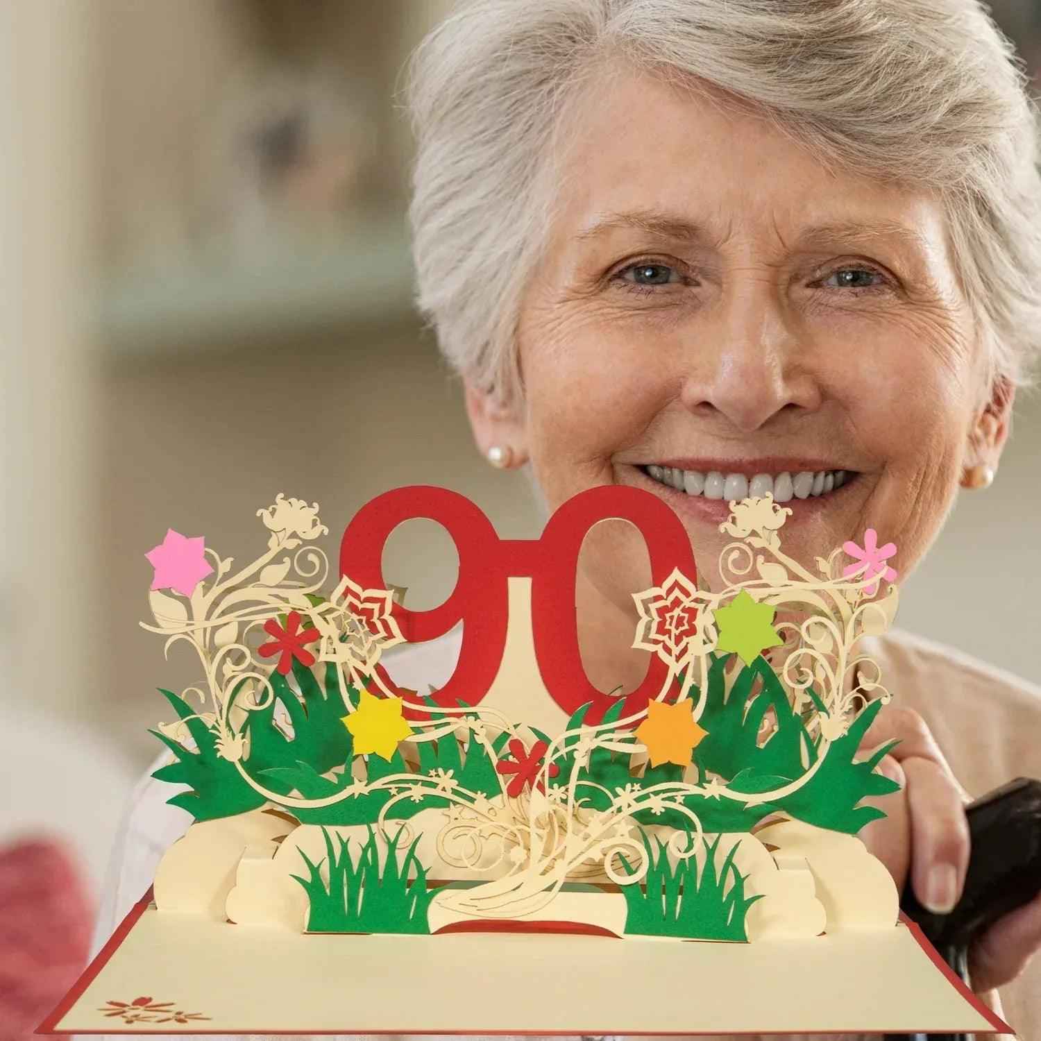 Pop-Up-Karte zum Geburtstag – Zahl 90, Geburtstagseinladung & Jubiläum, N328