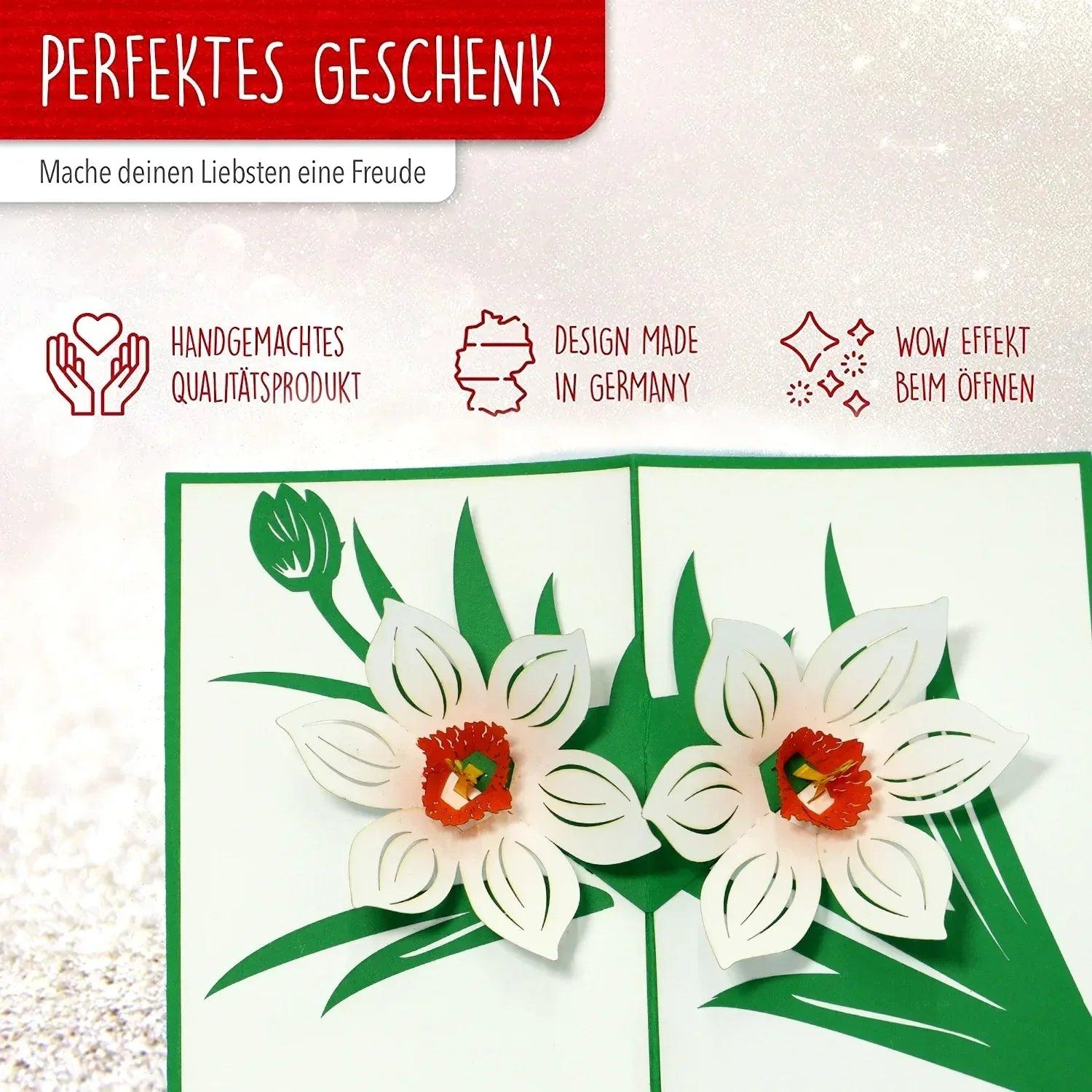 3D Pop-Up Karte Blumenkarte, Blüten - Blumen Weiß, N708 - LINPopUp