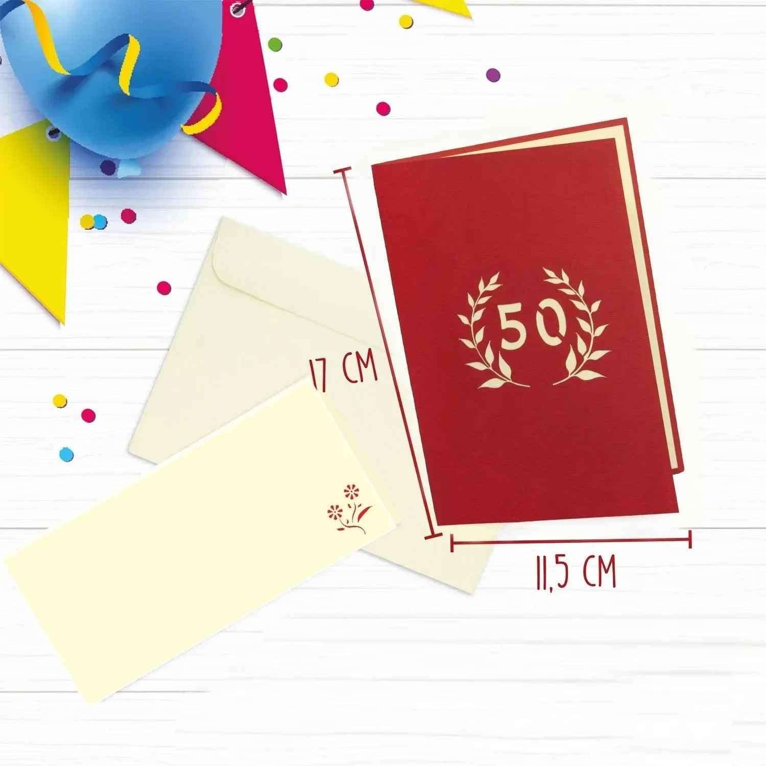 Pop-Up-Karte zum Geburtstag – Zahl 50, Geburtstagseinladung & Jubiläum, N61
