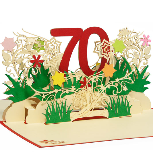 Pop-Up-Karte zum Geburtstag – Zahl 70, Geburtstagseinladung & Jubiläum, N65