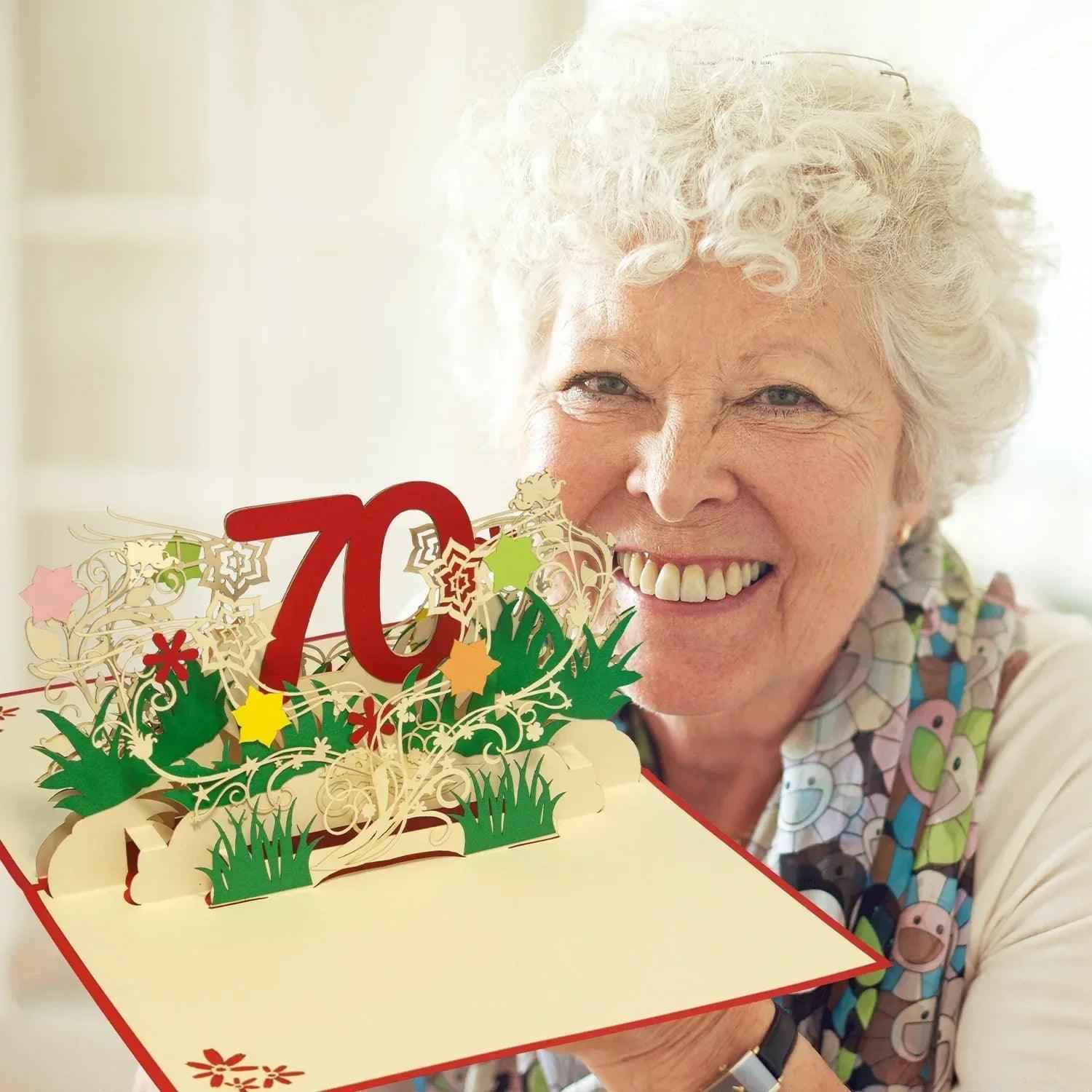 Pop-Up-Karte zum Geburtstag – Zahl 70, Geburtstagseinladung & Jubiläum, N65