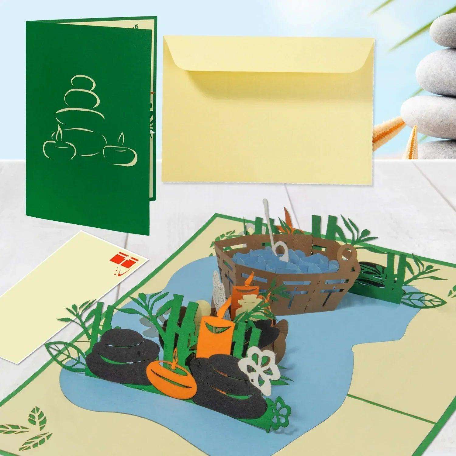 3D Pop-Up Karte Wellness Gutschein Sauna, N35 LINPopUp N35