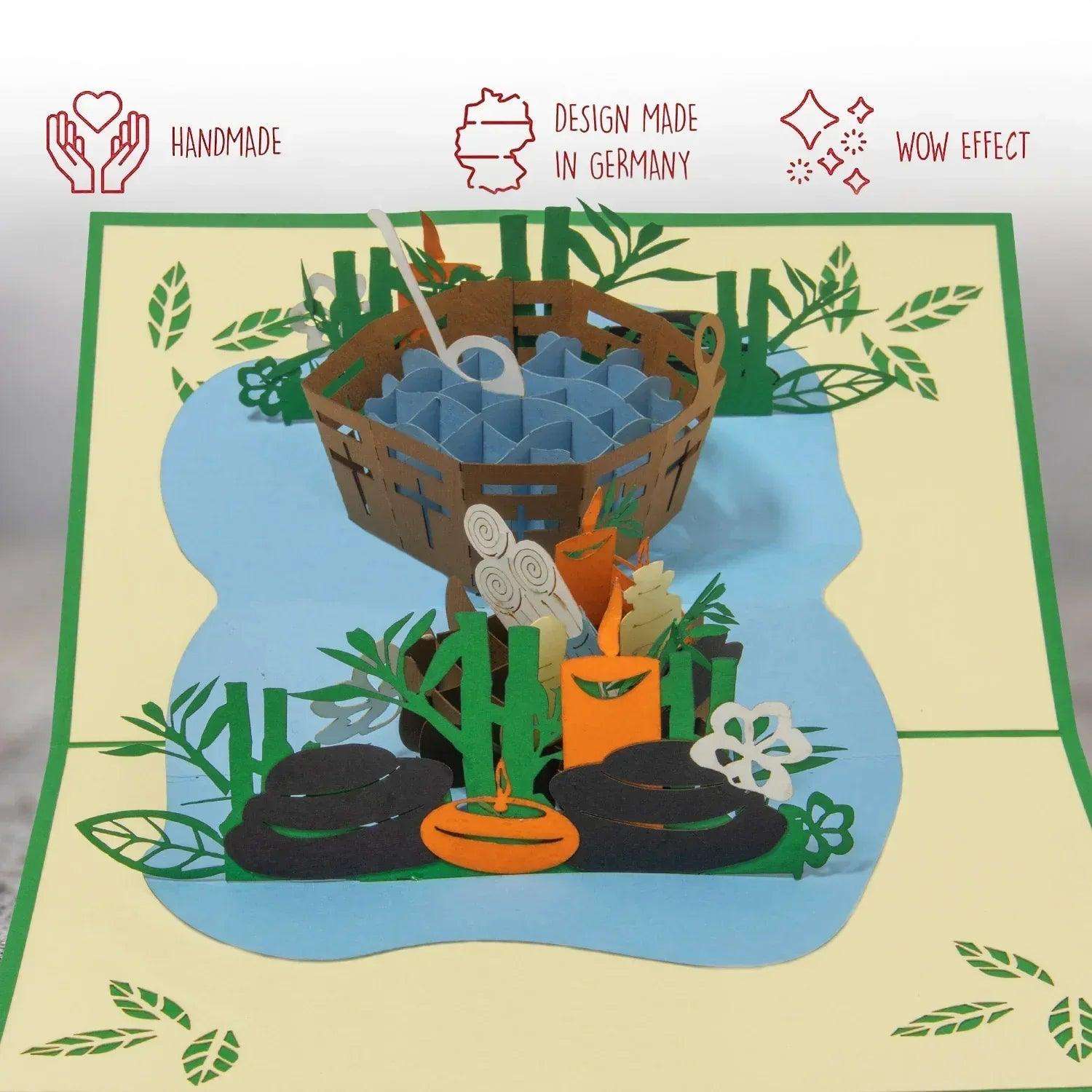3D Pop-Up Karte Wellness Gutschein Sauna, N35 LINPopUp N35