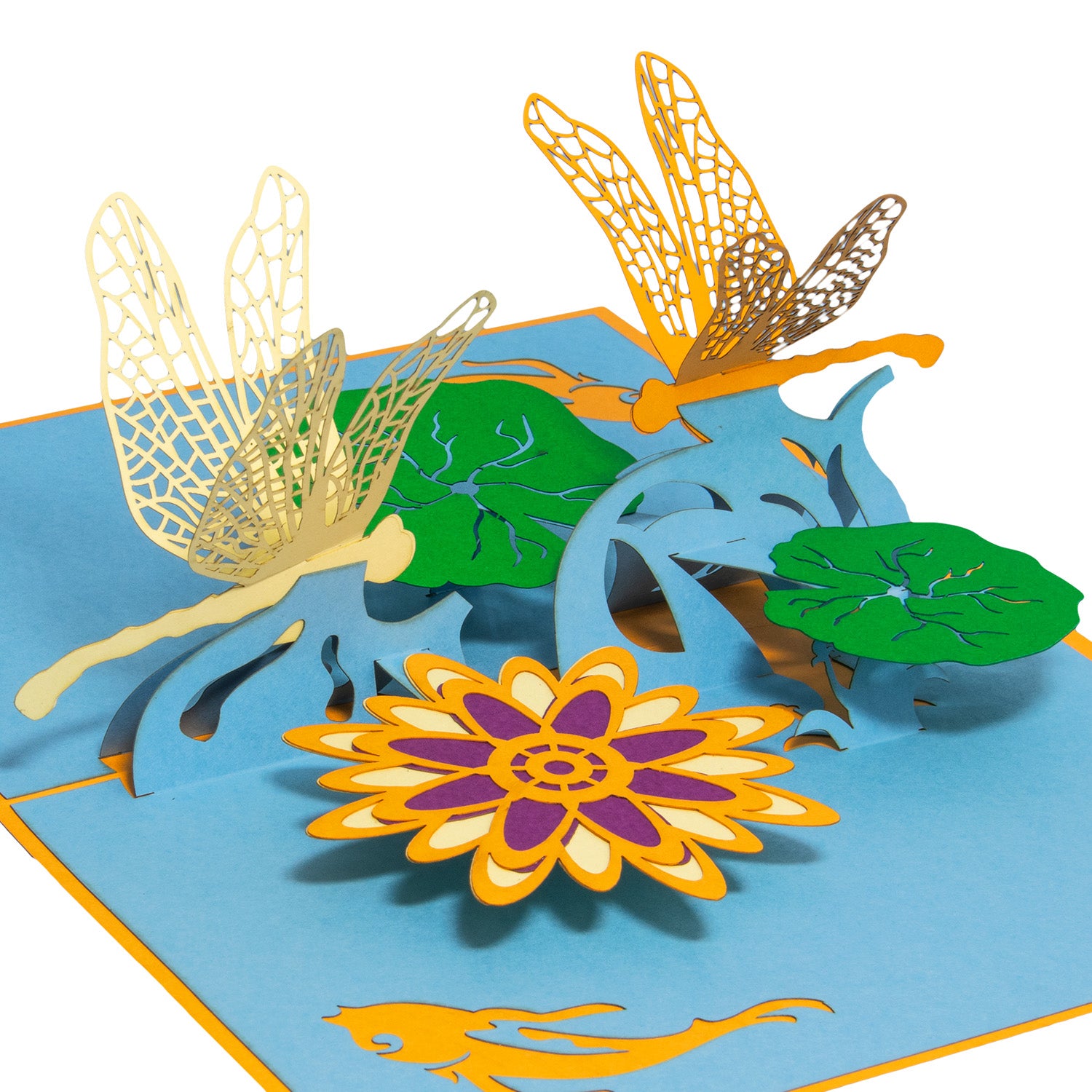 3D Pop-Up Karte Blumenkarte, Libellen Teich, N287